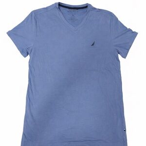 Nautica Men’s Blue V-Neck T-Shirt Medium Slim Fit Performance Tee